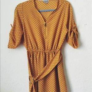 Vibrant yellow polka dot dress